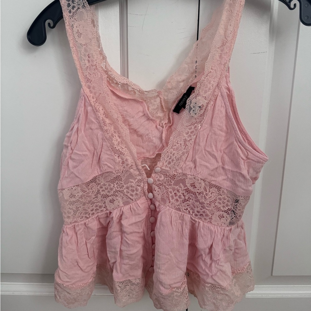 Forever 21 Pink Lace Peplum Top